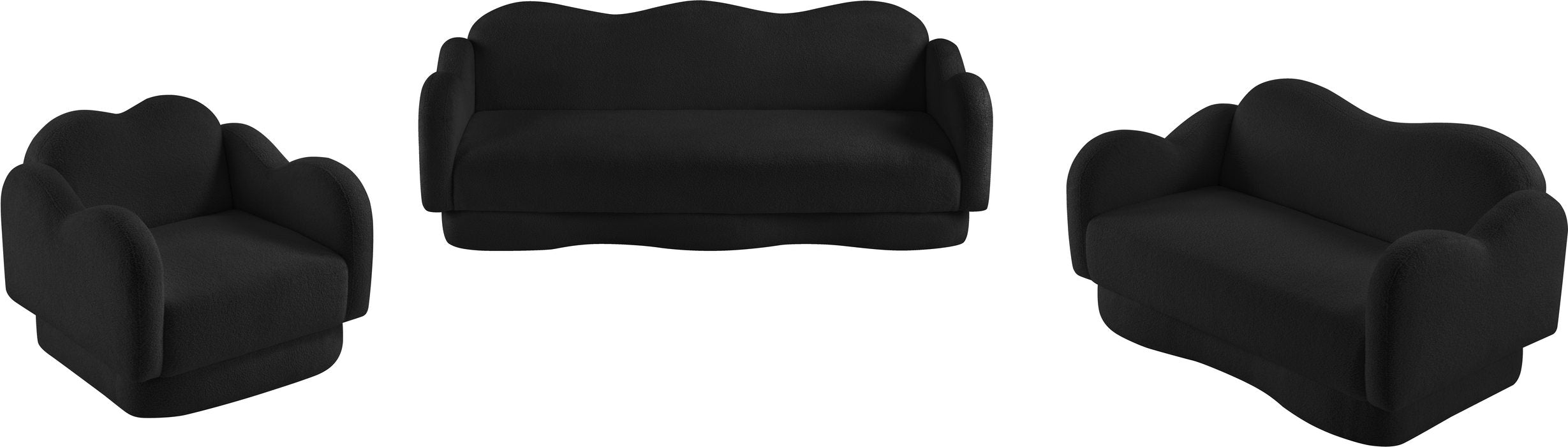 Meridian Furniture - Bloom 82" Black Teddy Fabric Upholstered Sofa - 44006Black-S - GreatFurnitureDeal