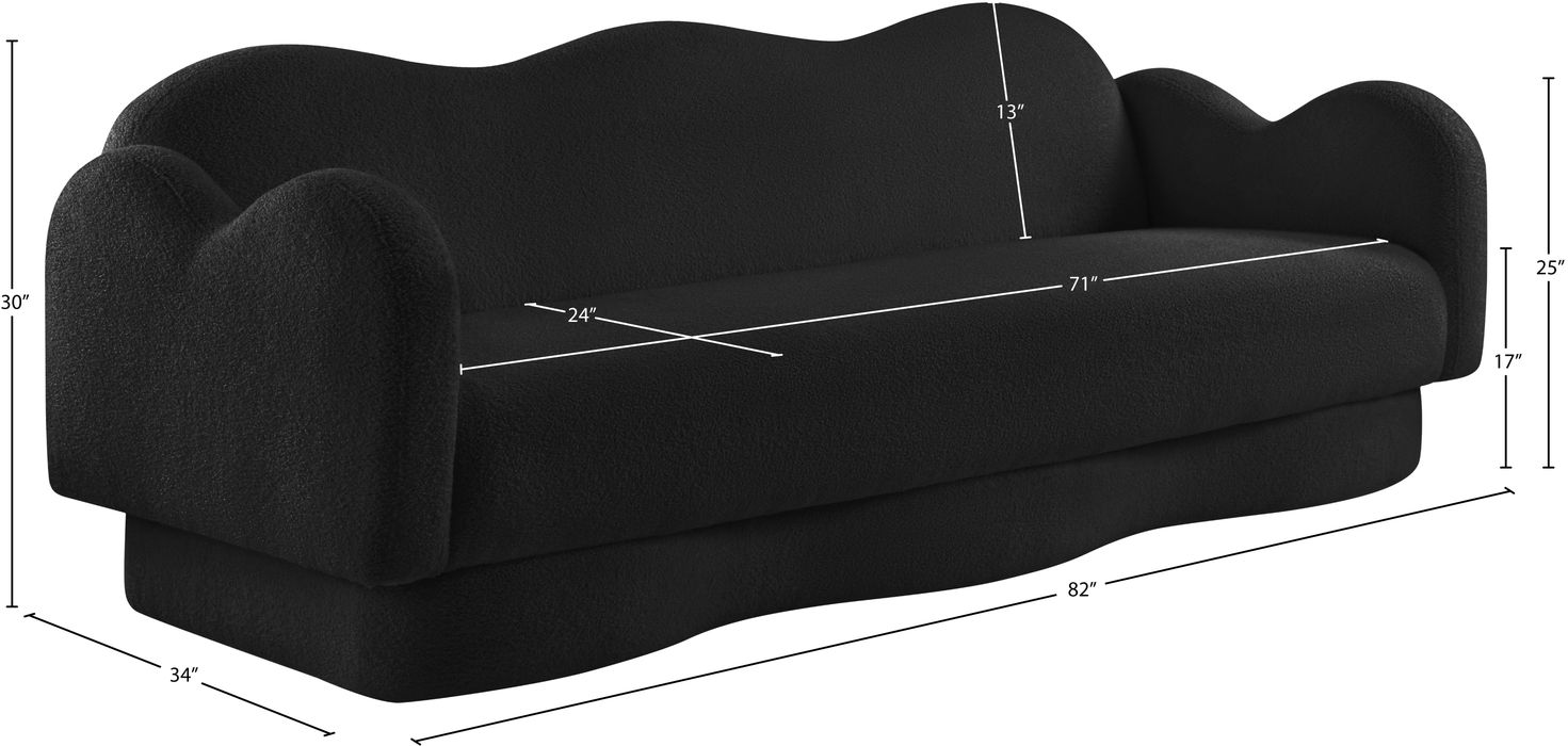 Meridian Furniture - Bloom 82" Black Teddy Fabric Upholstered Sofa - 44006Black-S - GreatFurnitureDeal