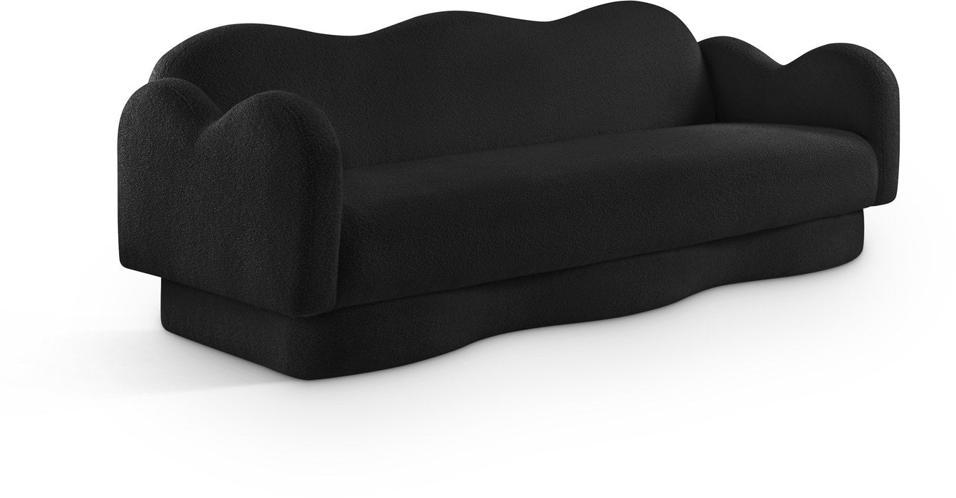 Meridian Furniture - Bloom 82" Black Teddy Fabric Upholstered Sofa - 44006Black-S - GreatFurnitureDeal