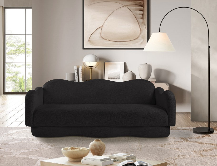 Meridian Furniture - Bloom 82" Black Teddy Fabric Upholstered Sofa - 44006Black-S - GreatFurnitureDeal