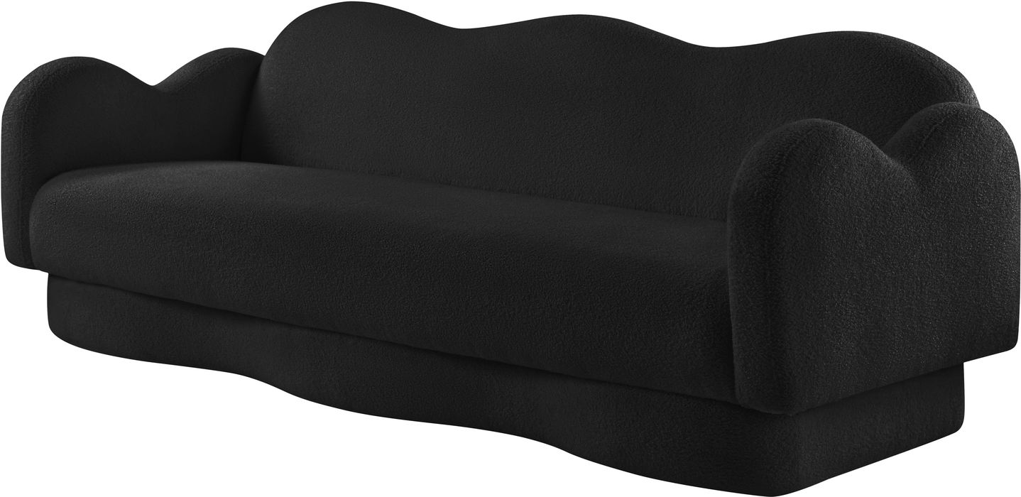 Meridian Furniture - Bloom 82" Black Teddy Fabric Upholstered Sofa - 44006Black-S - GreatFurnitureDeal