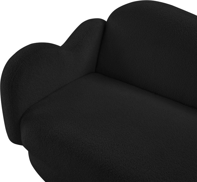 Meridian Furniture - Bloom 82" Black Teddy Fabric Upholstered Sofa - 44006Black-S - GreatFurnitureDeal