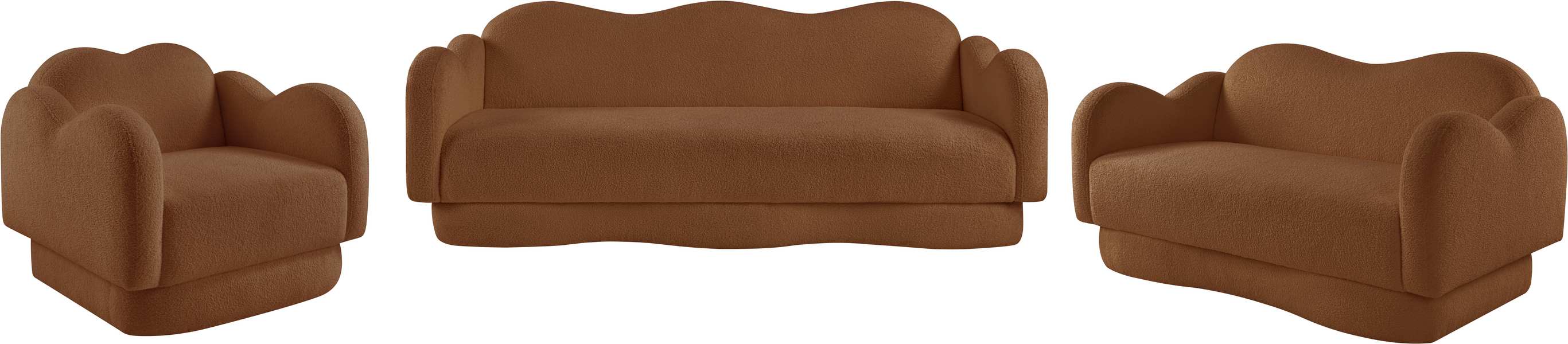 Meridian Furniture - Bloom 82" Saddle Teddy Fabric Upholstered Sofa - 44006Saddle-S - GreatFurnitureDeal