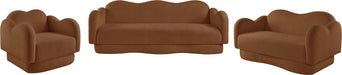 Meridian Furniture - Bloom 82" Saddle Teddy Fabric Upholstered Sofa - 44006Saddle-S - GreatFurnitureDeal