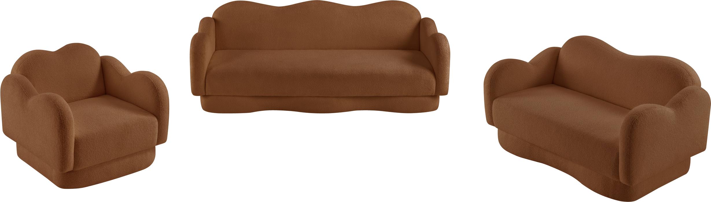 Meridian Furniture - Bloom 82" Saddle Teddy Fabric Upholstered Sofa - 44006Saddle-S - GreatFurnitureDeal