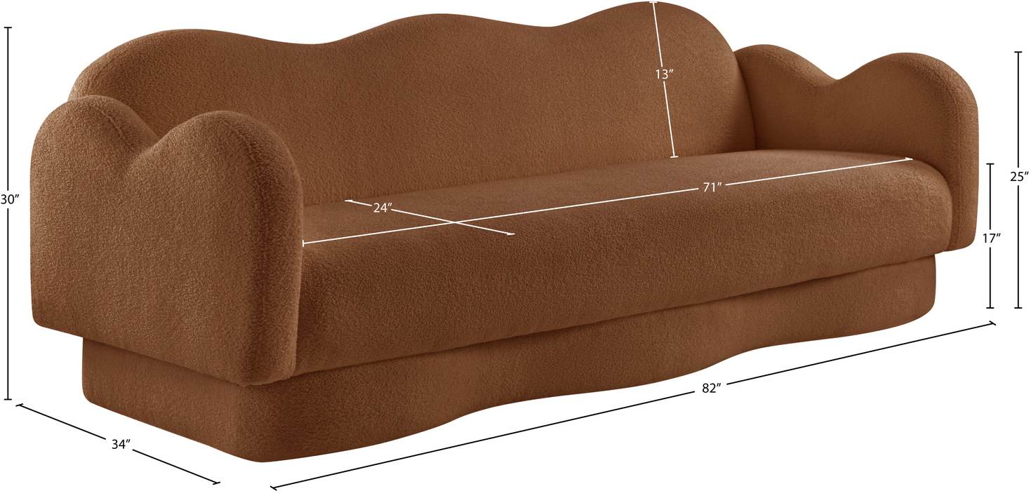 Meridian Furniture - Bloom 82" Saddle Teddy Fabric Upholstered Sofa - 44006Saddle-S - GreatFurnitureDeal