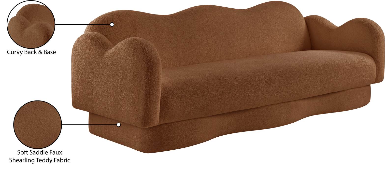 Meridian Furniture - Bloom 82" Saddle Teddy Fabric Upholstered Sofa - 44006Saddle-S - GreatFurnitureDeal