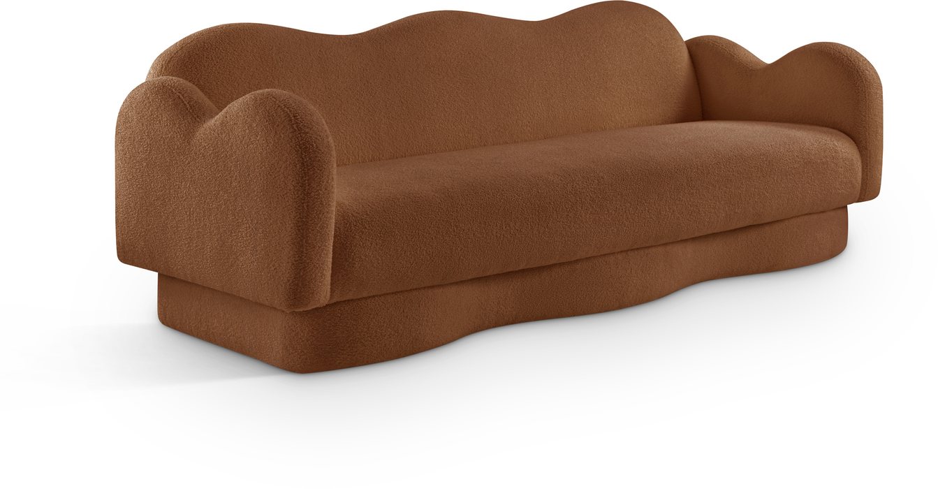Meridian Furniture - Bloom 82" Saddle Teddy Fabric Upholstered Sofa - 44006Saddle-S - GreatFurnitureDeal