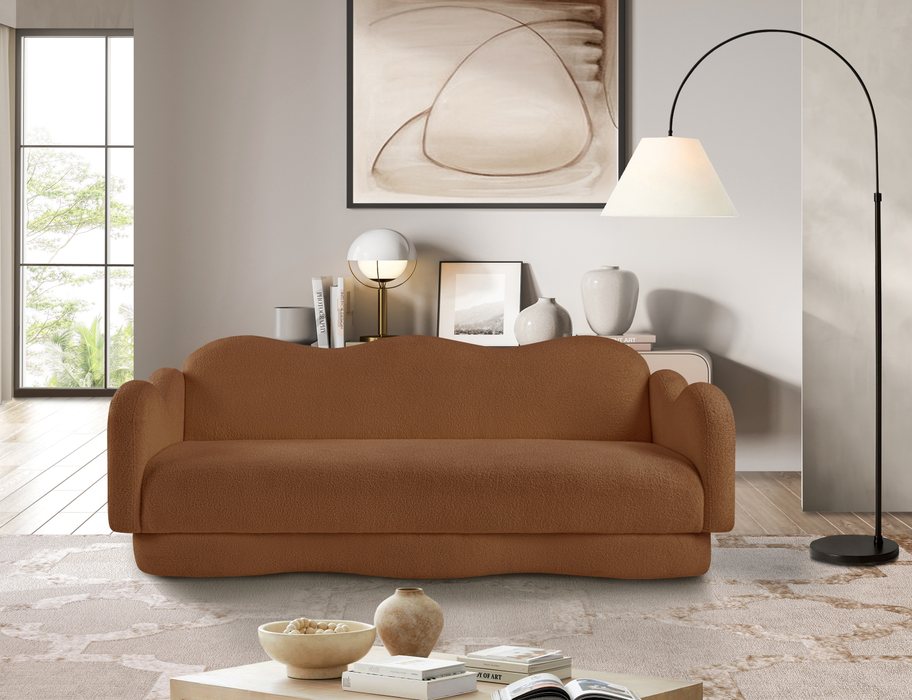 Meridian Furniture - Bloom 82" Saddle Teddy Fabric Upholstered Sofa - 44006Saddle-S - GreatFurnitureDeal