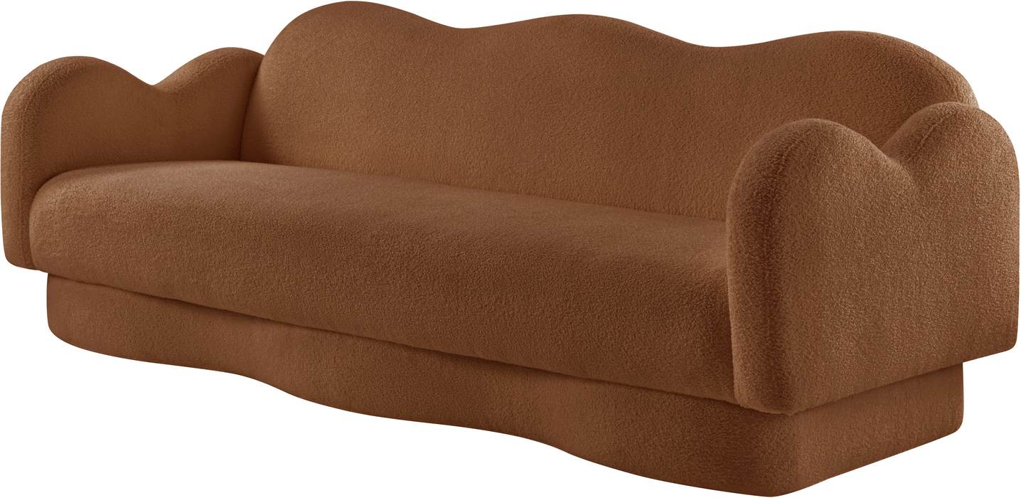 Meridian Furniture - Bloom 82" Saddle Teddy Fabric Upholstered Sofa - 44006Saddle-S - GreatFurnitureDeal