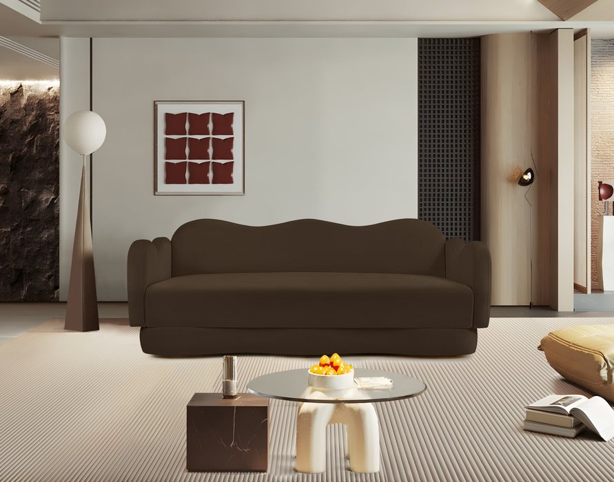Meridian Furniture - Bloom 82" Brown Velvet Upholstered Sofa - 44007Brown-S - GreatFurnitureDeal