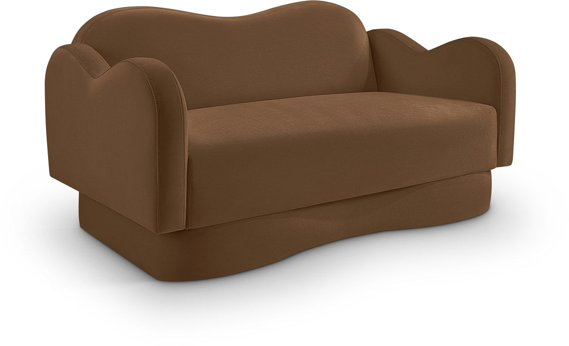 Meridian Furniture - Bloom 58" Saddle Velvet Upholstered Loveseat - 44007Saddle-L - GreatFurnitureDeal