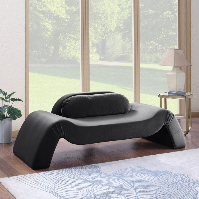 Meridian Furniture - Austin 87.5" Black Velvet Upholstered Loveseat - 44008Black-L - GreatFurnitureDeal