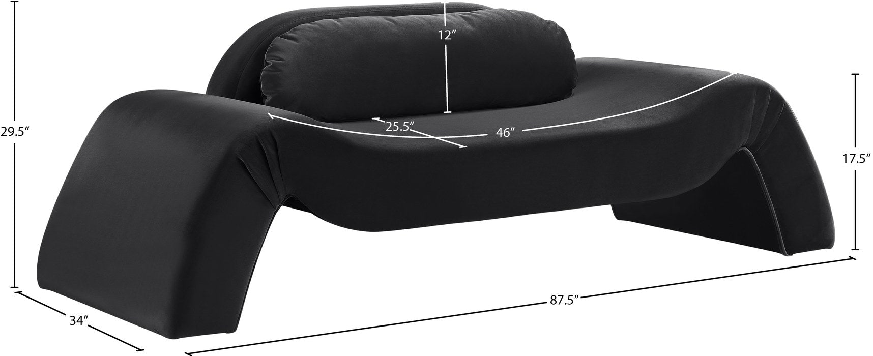 Meridian Furniture - Austin 87.5" Black Velvet Upholstered Loveseat - 44008Black-L - GreatFurnitureDeal