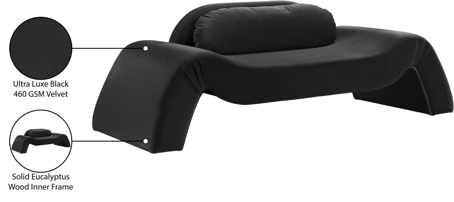 Meridian Furniture - Austin 87.5" Black Velvet Upholstered Loveseat - 44008Black-L - GreatFurnitureDeal