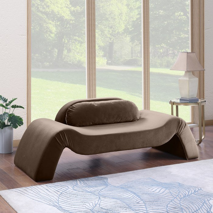 Meridian Furniture - Austin 87.5" Brown Velvet Upholstered Loveseat - 44008Brown-L - GreatFurnitureDeal