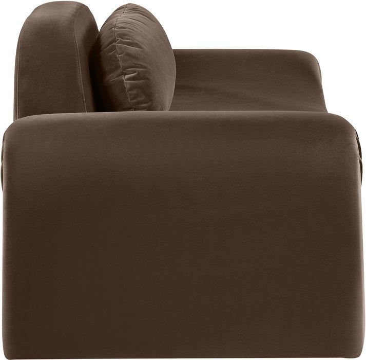 Meridian Furniture - Austin 87.5" Brown Velvet Upholstered Loveseat - 44008Brown-L - GreatFurnitureDeal