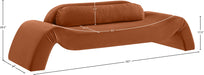 Meridian Furniture - Austin 107" Cognac Velvet Upholstered Sofa - 44008Cognac-S - GreatFurnitureDeal