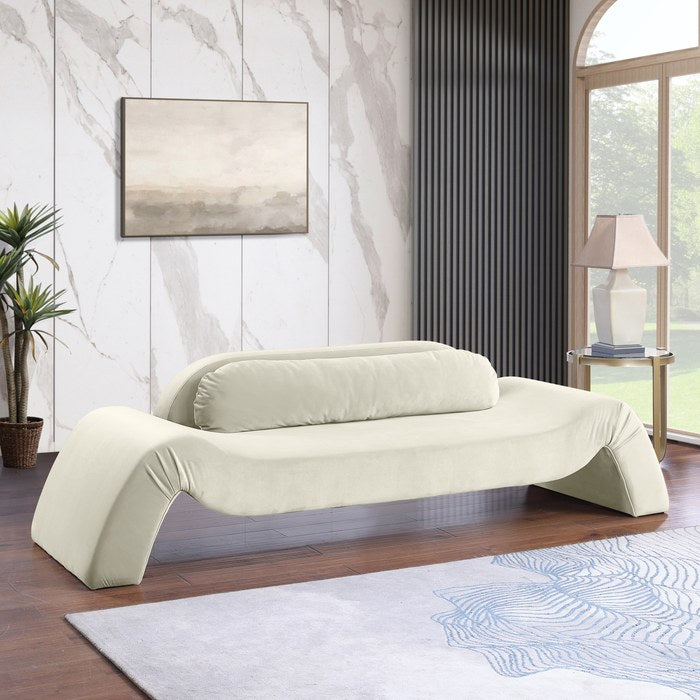 Meridian Furniture - Austin 107" Cream Velvet Upholstered Sofa - 44008Cream-S - GreatFurnitureDeal