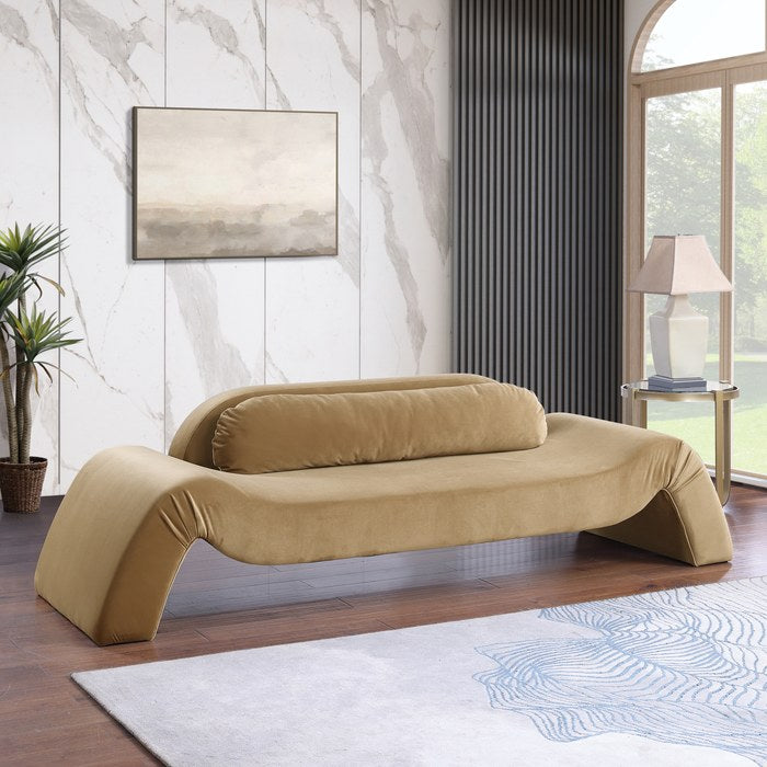 Meridian Furniture - Austin 107" Saddle Velvet Upholstered Sofa - 44008Saddle-S - GreatFurnitureDeal