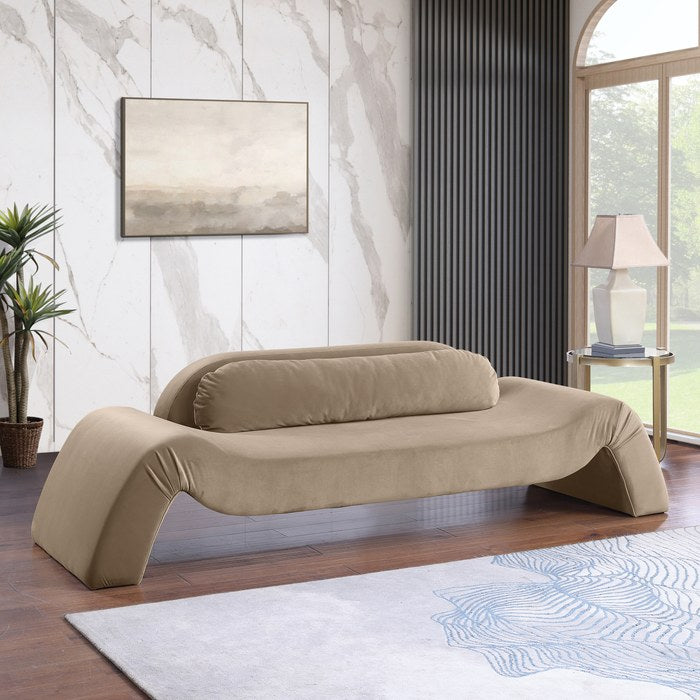 Meridian Furniture - Austin 107" Taupe Velvet Upholstered Sofa - 44008Taupe-S - GreatFurnitureDeal