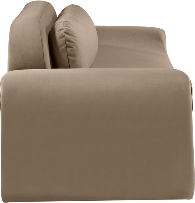Meridian Furniture - Austin 107" Taupe Velvet Upholstered Sofa - 44008Taupe-S - GreatFurnitureDeal