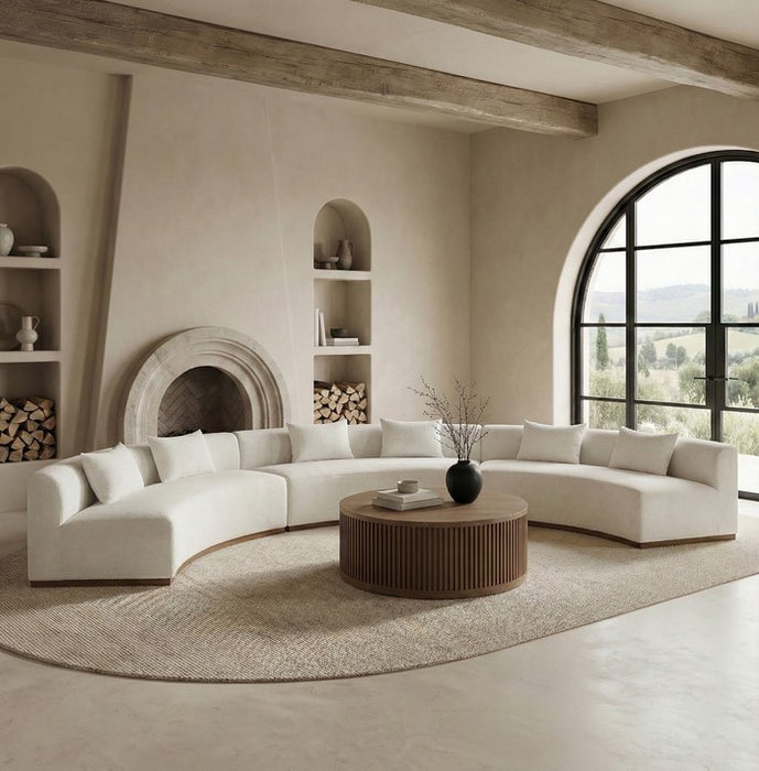 Meridian Furniture - Avanti 221.25" Cream Chenille Fabric Upholstered 3pc. Sectional - 44016Cream-S-3PC - GreatFurnitureDeal