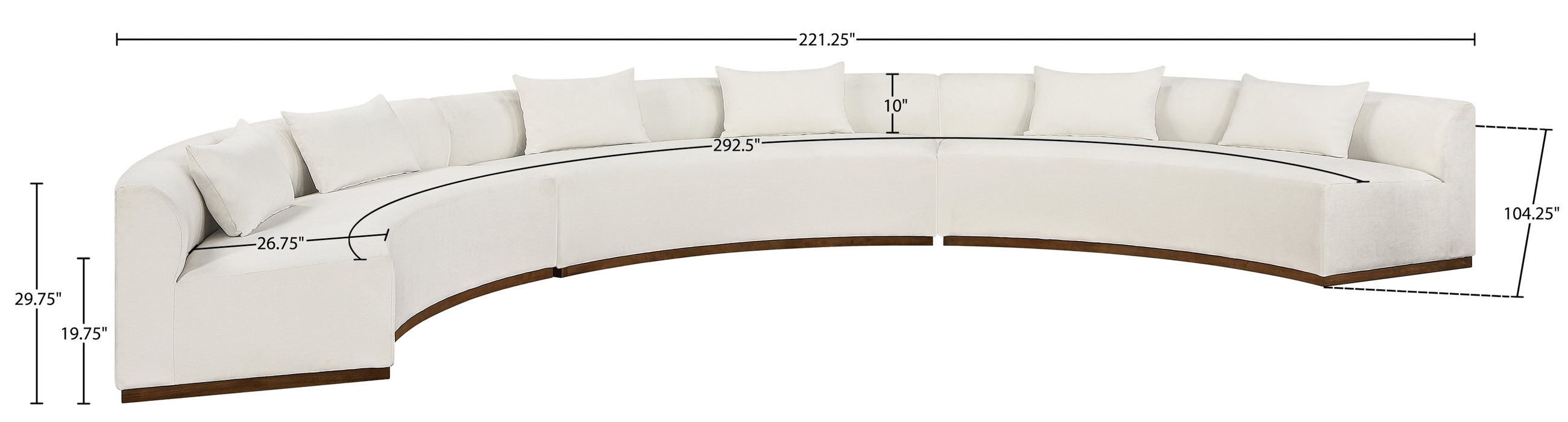 Meridian Furniture - Avanti 221.25" Cream Chenille Fabric Upholstered 3pc. Sectional - 44016Cream-S-3PC - GreatFurnitureDeal