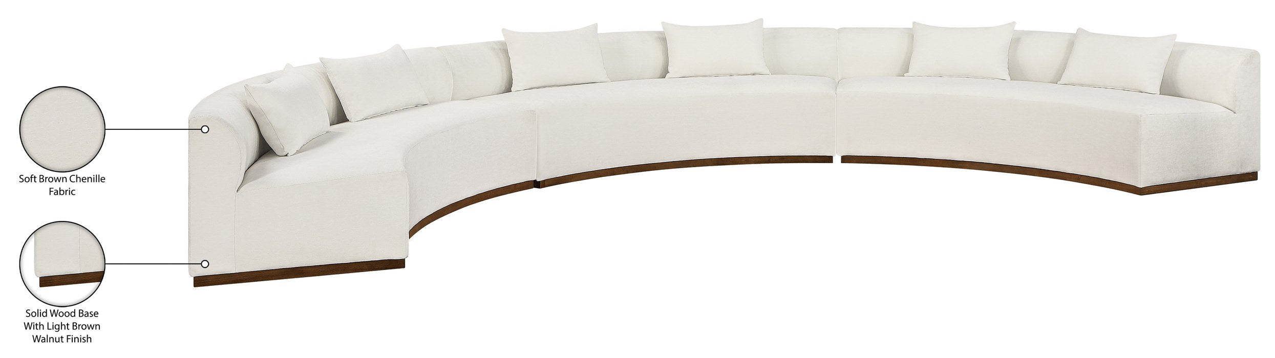 Meridian Furniture - Avanti 221.25" Cream Chenille Fabric Upholstered 3pc. Sectional - 44016Cream-S-3PC - GreatFurnitureDeal
