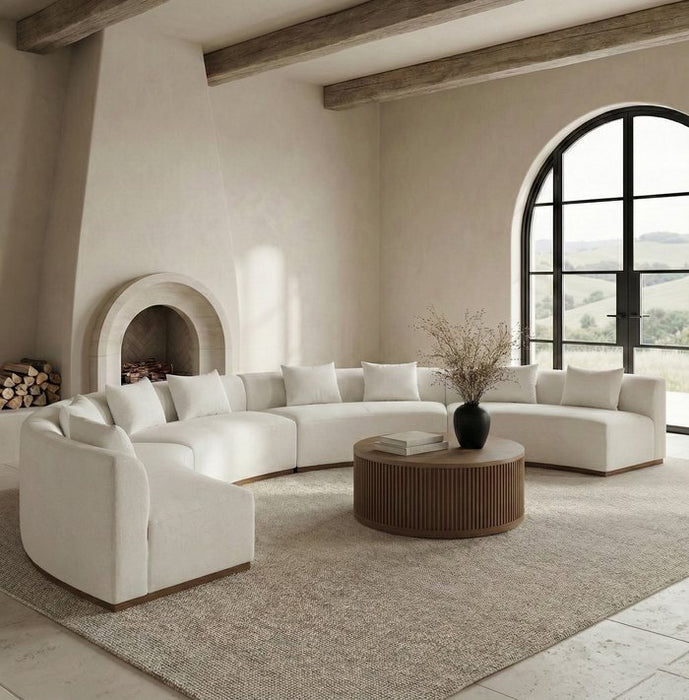 Meridian Furniture - Avanti 225.25" Cream Chenille Fabric Upholstered 4pc. Sectional - 44016Cream-S-4PC - GreatFurnitureDeal