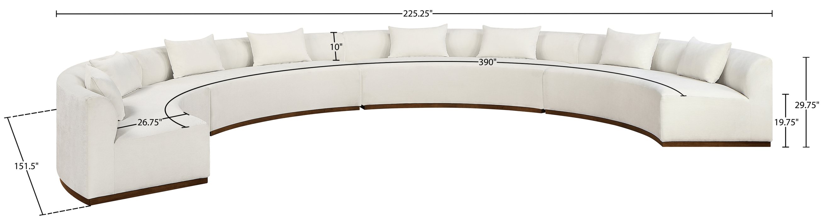 Meridian Furniture - Avanti 225.25" Cream Chenille Fabric Upholstered 4pc. Sectional - 44016Cream-S-4PC - GreatFurnitureDeal