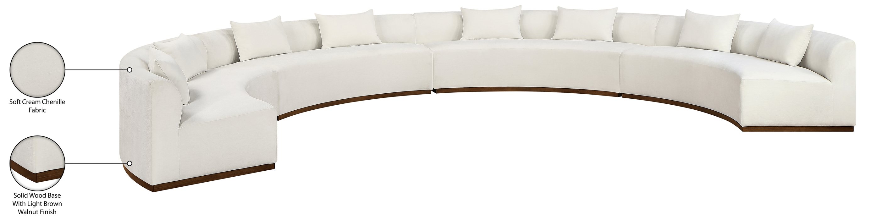 Meridian Furniture - Avanti 225.25" Cream Chenille Fabric Upholstered 4pc. Sectional - 44016Cream-S-4PC - GreatFurnitureDeal