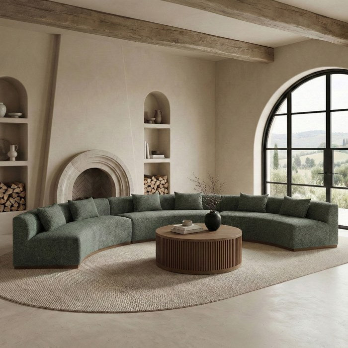Meridian Furniture - Avanti 221.25" Olive Chenille Fabric Upholstered 3pc. Sectional - 44016Olive-S-3PC - GreatFurnitureDeal