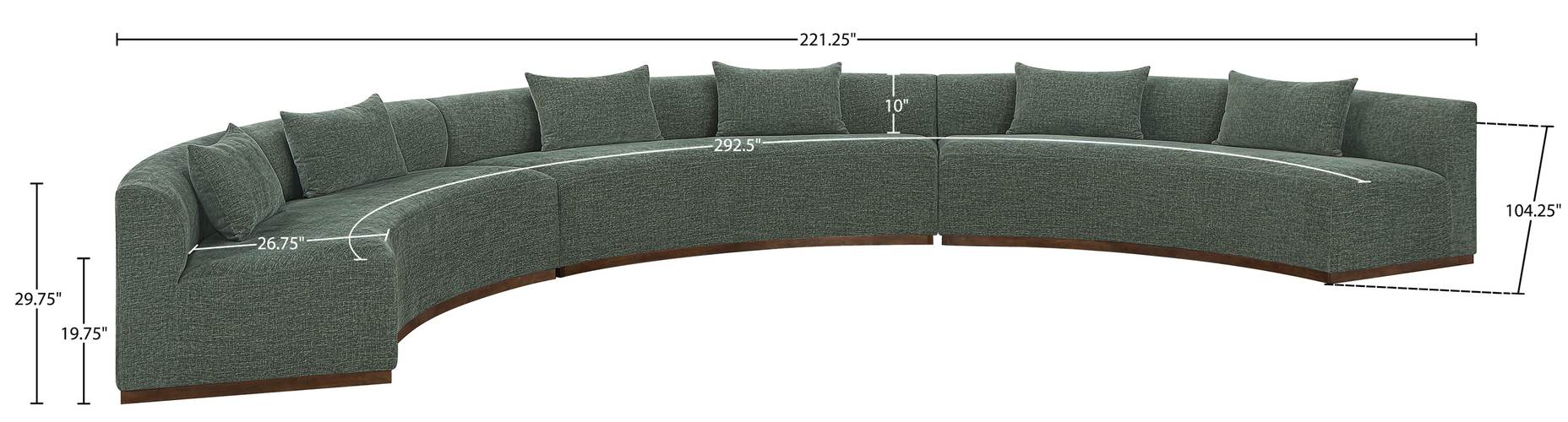 Meridian Furniture - Avanti 221.25" Olive Chenille Fabric Upholstered 3pc. Sectional - 44016Olive-S-3PC - GreatFurnitureDeal
