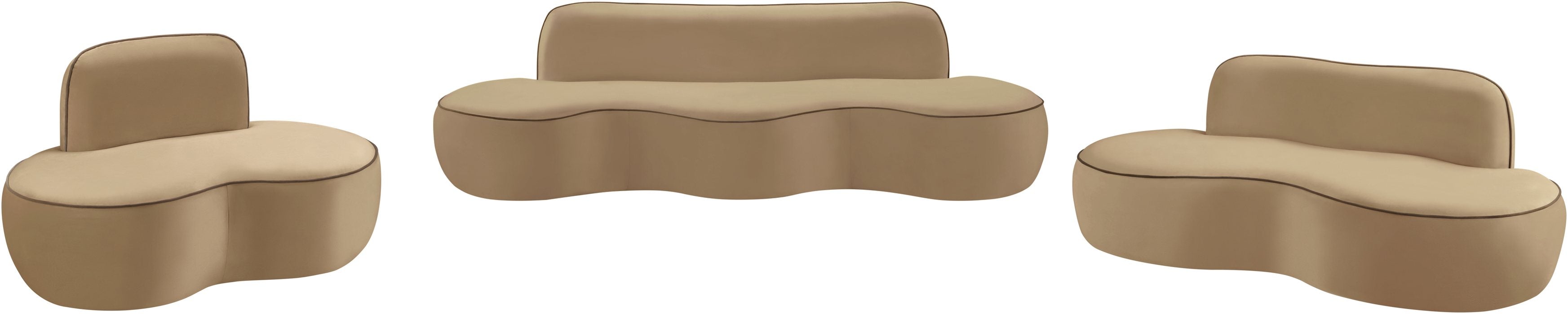 Meridian Furniture - Swerve 77" Beige Velvet Upholstered Loveseat - 44021Beige-L - GreatFurnitureDeal