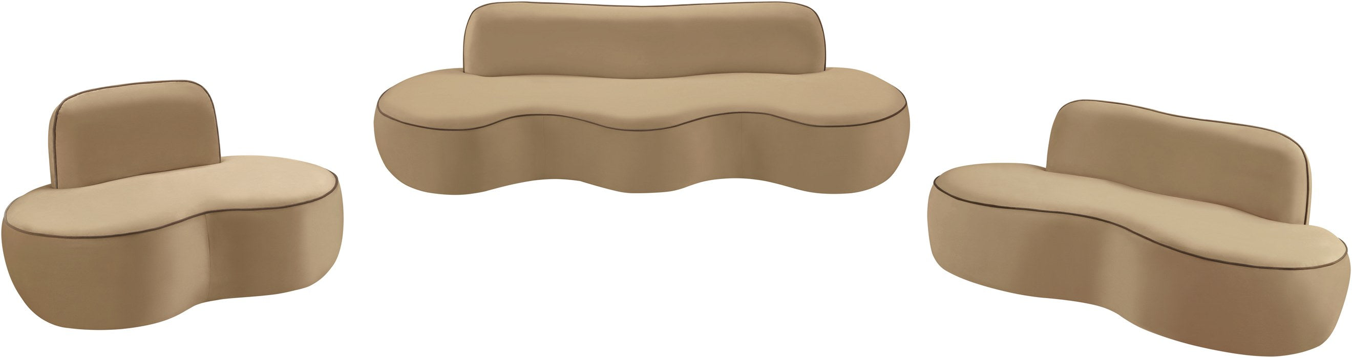 Meridian Furniture - Swerve 77" Beige Velvet Upholstered Loveseat - 44021Beige-L - GreatFurnitureDeal