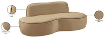 Meridian Furniture - Swerve 77" Beige Velvet Upholstered Loveseat - 44021Beige-L - GreatFurnitureDeal