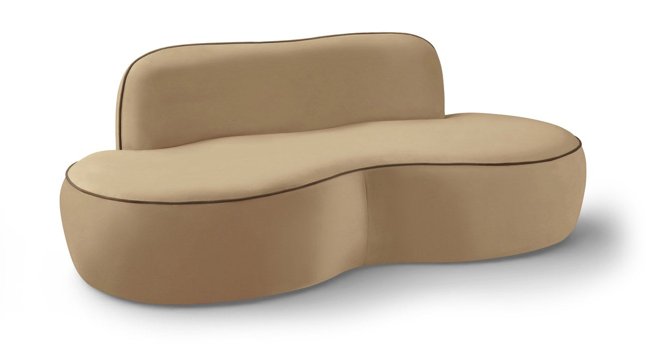Meridian Furniture - Swerve 77" Beige Velvet Upholstered Loveseat - 44021Beige-L - GreatFurnitureDeal
