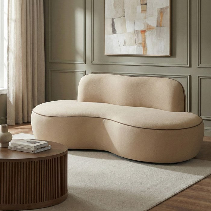 Meridian Furniture - Swerve 77" Beige Velvet Upholstered Loveseat - 44021Beige-L - GreatFurnitureDeal