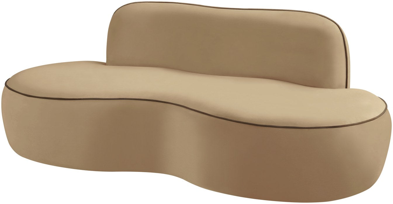 Meridian Furniture - Swerve 77" Beige Velvet Upholstered Loveseat - 44021Beige-L - GreatFurnitureDeal