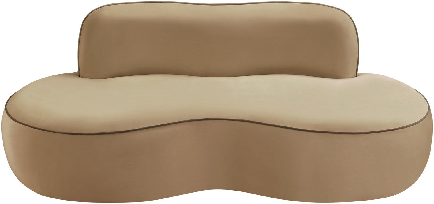 Meridian Furniture - Swerve 77" Beige Velvet Upholstered Loveseat - 44021Beige-L - GreatFurnitureDeal