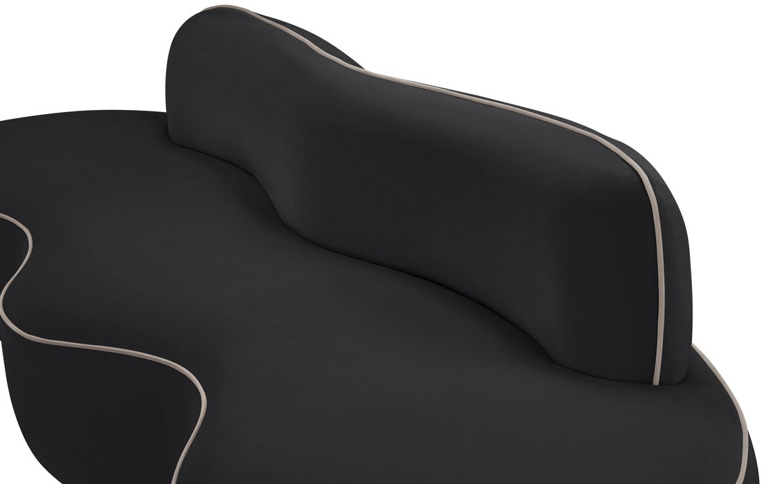 Meridian Furniture - Swerve 100" Black Velvet Upholstered Sofa - 44021Black-S - GreatFurnitureDeal