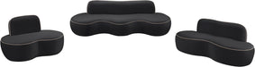 Meridian Furniture - Swerve 100" Black Velvet Upholstered Sofa - 44021Black-S - GreatFurnitureDeal