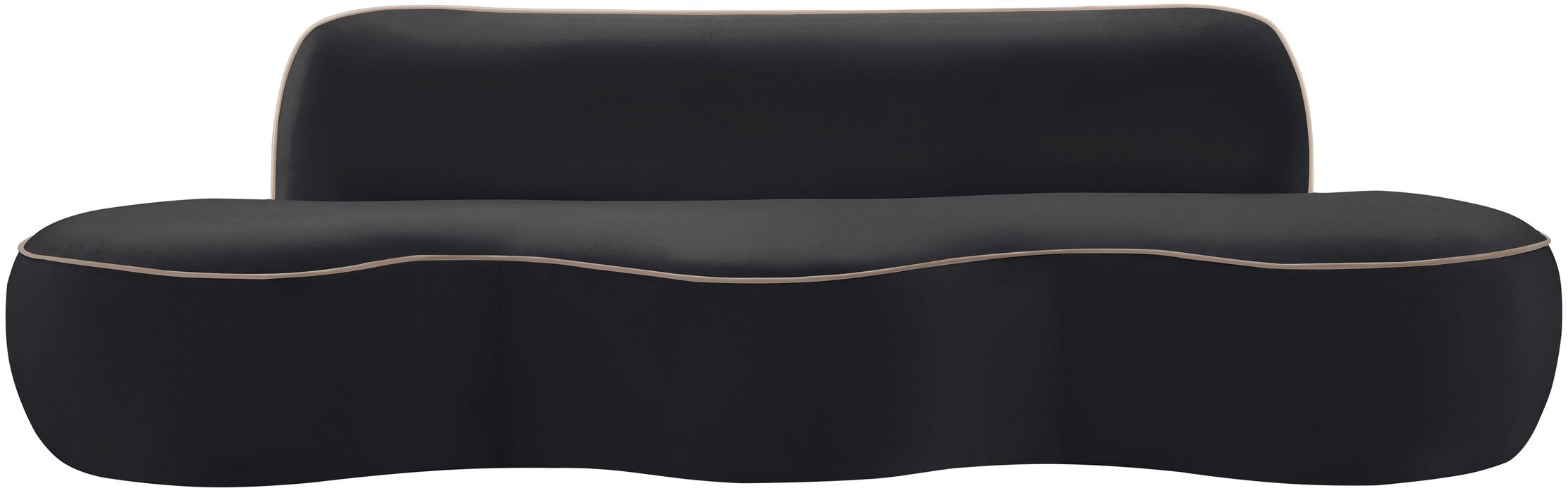 Meridian Furniture - Swerve 100" Black Velvet Upholstered Sofa - 44021Black-S - GreatFurnitureDeal