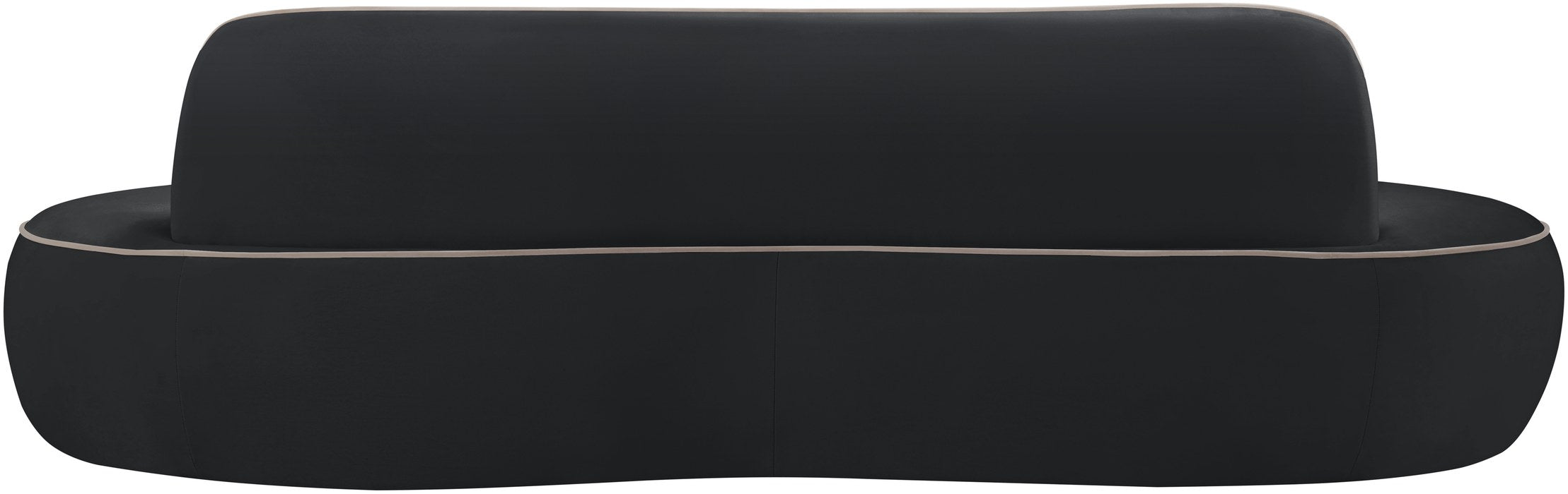 Meridian Furniture - Swerve 100" Black Velvet Upholstered Sofa - 44021Black-S - GreatFurnitureDeal