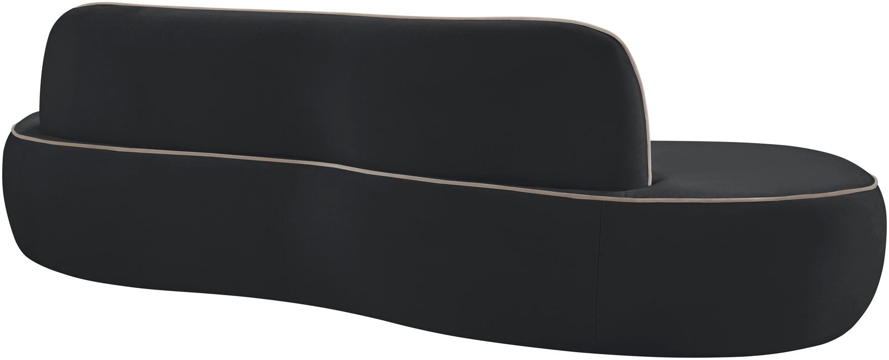 Meridian Furniture - Swerve 100" Black Velvet Upholstered Sofa - 44021Black-S - GreatFurnitureDeal