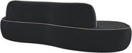 Meridian Furniture - Swerve 100" Black Velvet Upholstered Sofa - 44021Black-S - GreatFurnitureDeal