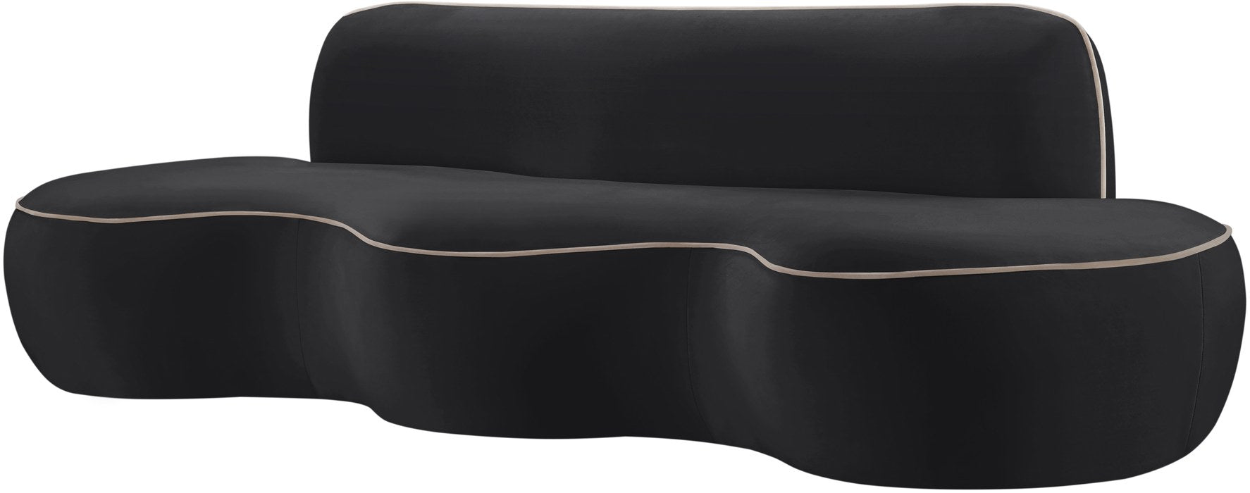 Meridian Furniture - Swerve 100" Black Velvet Upholstered Sofa - 44021Black-S - GreatFurnitureDeal