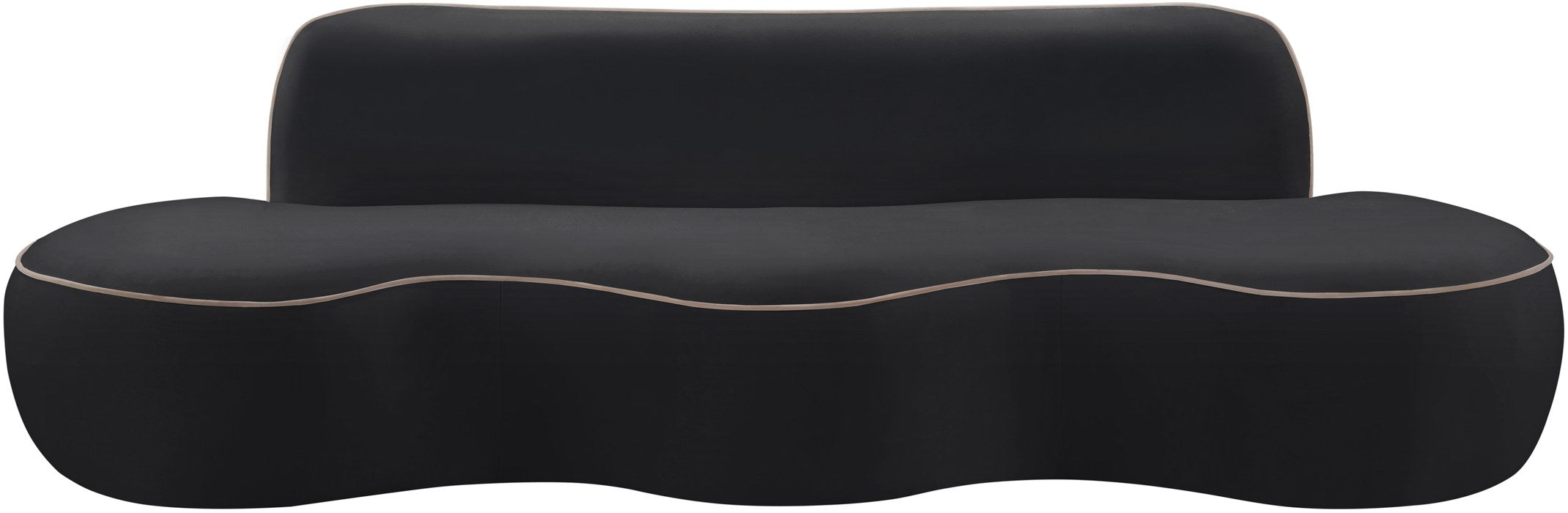 Meridian Furniture - Swerve 100" Black Velvet Upholstered Sofa - 44021Black-S - GreatFurnitureDeal