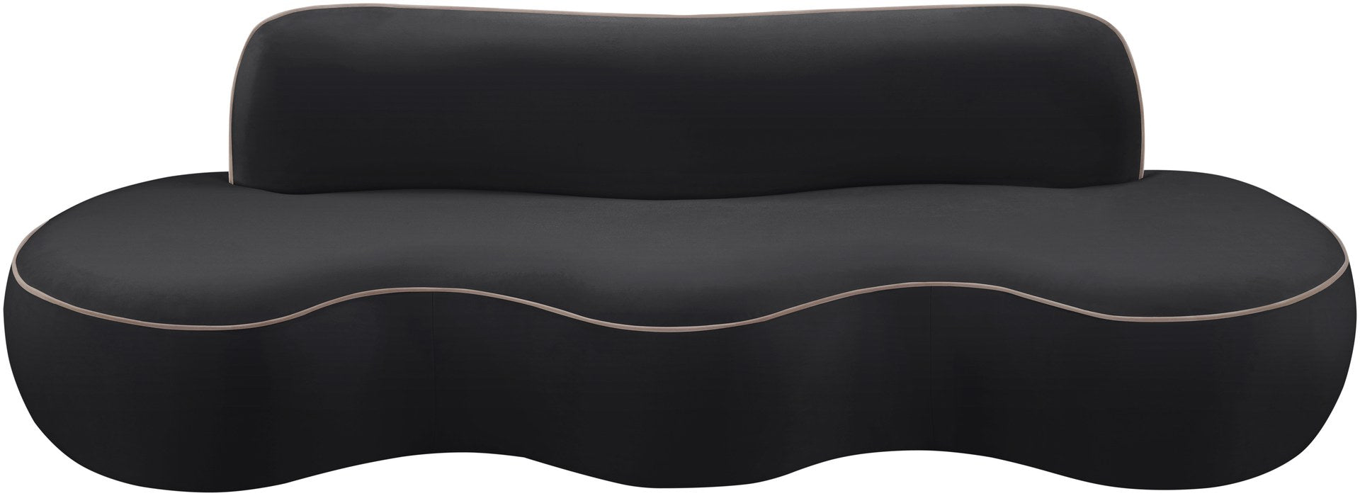 Meridian Furniture - Swerve 100" Black Velvet Upholstered Sofa - 44021Black-S - GreatFurnitureDeal